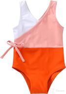 👙 younger tree toddler girl one piece swimsuit: color block stripe swimwear for summer beach fun (12m-5t) logo