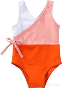 img 4 attached to 👙 YOUNGER TREE Toddler Girl One Piece Swimsuit: Color Block Stripe Swimwear for Summer Beach Fun (12M-5T)