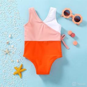 img 3 attached to 👙 YOUNGER TREE Toddler Girl One Piece Swimsuit: Color Block Stripe Swimwear for Summer Beach Fun (12M-5T)