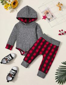img 1 attached to Newborn Baby Boy Clothes Plaid Letter Print Hoodies + Long Pants 2PCS Fall Winter Outfit Set - Fommy