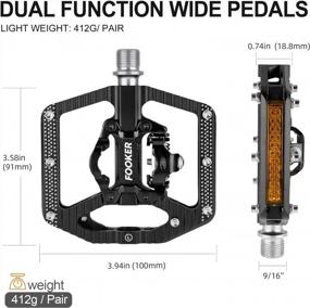 img 1 attached to FOOKER Aluminum Mountain Bike Pedals With Reflectors, 3-Bearing Flat Platform Compatible With SPD Dual Function Sealed Clipless Cleats, Perfect For Road, MTB, And Mountain Bikes