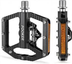 img 4 attached to FOOKER Aluminum Mountain Bike Pedals With Reflectors, 3-Bearing Flat Platform Compatible With SPD Dual Function Sealed Clipless Cleats, Perfect For Road, MTB, And Mountain Bikes