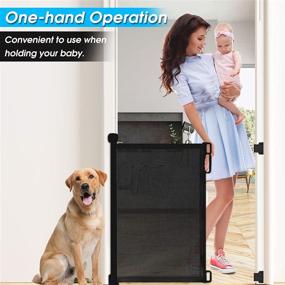 img 1 attached to 👶 Fuumlo Retractable Baby Gates: 33" Height, 51" Width, Mesh Soft Gate for Child & Pet Safety Indoors & Outdoors (Black)