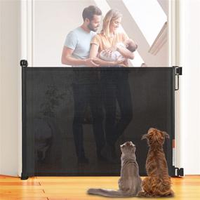 img 4 attached to 👶 Fuumlo Retractable Baby Gates: 33" Height, 51" Width, Mesh Soft Gate for Child & Pet Safety Indoors & Outdoors (Black)