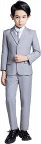 img 4 attached to Royal Blue Slim Fit 5 Piece Suit Set For Boys By YuanLu