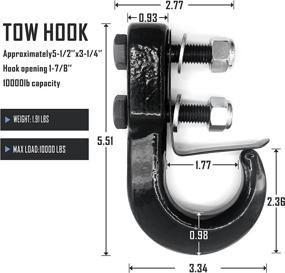 img 3 attached to 🔗 HOUERT Universal Recovery Tow Hook with Safety Latch J Hooks - Heavy Duty Towing Accessory for SUVs, Motorbikes - 10,000 lbs Capacity, Black (2 Pack)