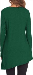 img 3 attached to Stylish and Comfortable: Halife Women's Casual Round Neck Long Sleeve Oblique Hem Side Button Tunic Tops