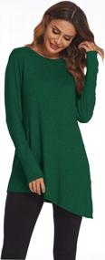 img 1 attached to Stylish and Comfortable: Halife Women's Casual Round Neck Long Sleeve Oblique Hem Side Button Tunic Tops
