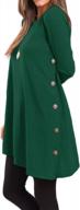 stylish and comfortable: halife women's casual round neck long sleeve oblique hem side button tunic tops логотип