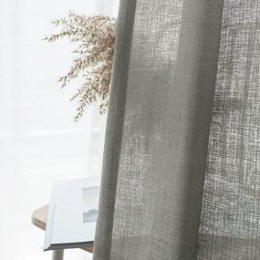 img 2 attached to Melodieux Grey Semi Sheer Curtains 84 Inches Long For Living Room - Linen Look Bedroom Rod Pocket Voile Drapes, 52 By 84 Inch (2 Panels)