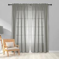 melodieux grey semi sheer curtains 84 inches long for living room - linen look bedroom rod pocket voile drapes, 52 by 84 inch (2 panels) логотип