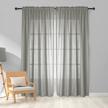 melodieux grey semi sheer curtains 84 inches long for living room - linen look bedroom rod pocket voile drapes, 52 by 84 inch (2 panels) logo