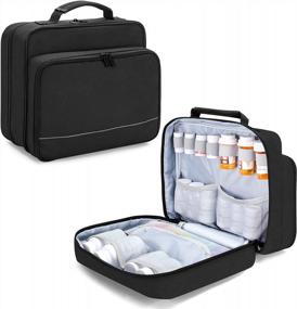 img 4 attached to Органайзер для бутылочек с таблетками Damero, сумка для хранения лекарств, футляр для переноски лекарств для органайзера для таблеток, витамины, медицинские добавки, черный, патентный дизайн