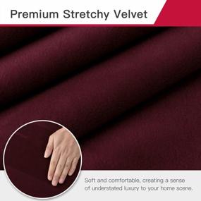 img 1 attached to Wine Red Velvet Plush Stretch Sofa Slipcover - High Stretch One Piece Non-Slip Furniture Protector For 2 Cushion Loveseat In Rich Velour Fabric - Fits Living Room Loveseats 58" To 72