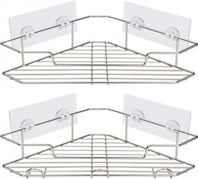 img 4 attached to AmazerBath Corner Shower Caddy With Hooks, Adhesive Shower Shelf For Bathroom Storage, Stainless Steel Shower Organizer Wall Mounted, No Drilling, 2 Pack, Nickel