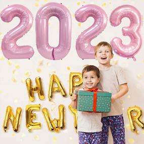 img 2 attached to Украшения для вечеринки в канун Нового года 2023 - 40-дюймовые воздушные шары с розовыми цифрами