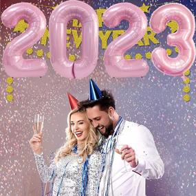 img 1 attached to Украшения для вечеринки в канун Нового года 2023 - 40-дюймовые воздушные шары с розовыми цифрами