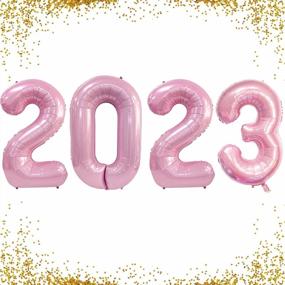 img 4 attached to Украшения для вечеринки в канун Нового года 2023 - 40-дюймовые воздушные шары с розовыми цифрами