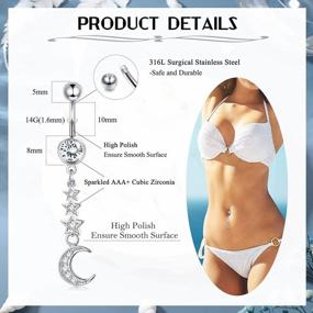 img 3 attached to 14G Surgical Steel Snake Eye Heart Navel Ring Set For Women - 9 Pcs