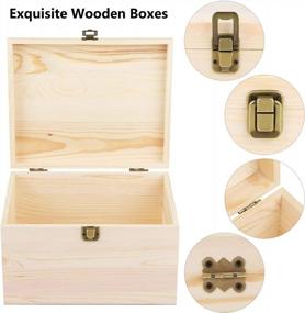 img 2 attached to Aodaer 3 Packs Unfinished Pine Wood Box Treasure Chest Jewelry Boxes With Locking Clasp Thick Pine Wooden Stash Boxes 3 Sizes, 10 X 7.9 X 5.9 Inch, 7.9 X 5.9 X 4 Inch, 5.9 X 4 X 2 Inch