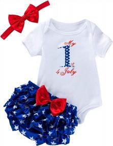 img 4 attached to Mubineo Little Miss America 3Pcs Newborn Infant Baby Girl 4Th Of July Rompers Shorts Headband Clothes Outfits