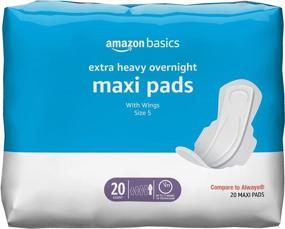 img 4 attached to Extra Heavy Overnight Maxi Pads With Flexi-Wings For Periods, Unscented Size 5, 20 Count (Amazon Basics)