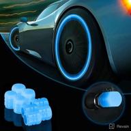 🚲 8pcs blue universal fluorescent tire valve caps, luminous stem caps for cars, motorcycles, suvs, trucks, and bicycles - glow in the dark tire valve caps логотип