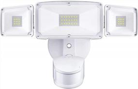 img 4 attached to Adjustable LED Flood Light With Motion Sensor: Amico 3-Head Security Light, 40W, 4000LM, 5000K, IP65 Waterproof For Garage, Yard (White)