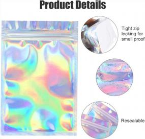 img 1 attached to Tufusiur 100 Pack: Resealable Smell Proof Holographic Bags - Perfect For Food Storage!