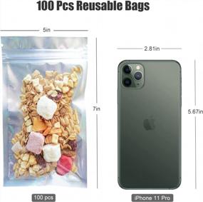 img 3 attached to Tufusiur 100 Pack: Resealable Smell Proof Holographic Bags - Perfect For Food Storage!