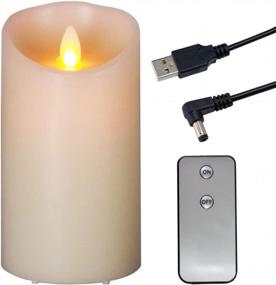 img 4 attached to TELOSMA Rechargeable Flameless LED Candles With Timer & Remote Control For Christmas Eve Home Décor, 6 Inch - Ivory