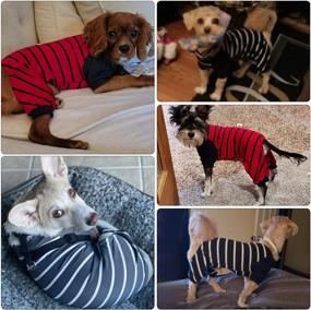 img 1 attached to 🐶 Soft Puppy Onesie Dog Pajamas in Striped Print for Pets – Breathable Pet Sweatshirt, Dog Sleepwear, and Cat Pajamas (Size M)