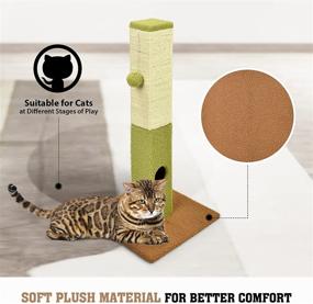 img 2 attached to Petellow 31-Inch Tall Cactus Cat Scratching Post with 2 Play Balls - Natural Sisal-Covered Square Cat Scratching Tower for Indoor Cats - Ideal Cat Scratcher for Kittens and Large Cats