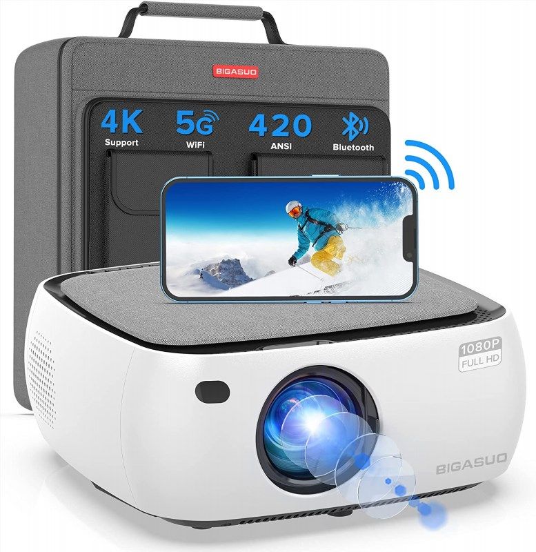 : Smart Projector , Mini Projector 1080P, 150 ANSI Lumen 9500L  Portable Projector, Projector with WiFi and Bluetooth Remote  Control,Support 4K Compatible with TV Stick,Laptop,iOS & Android :  Electronics