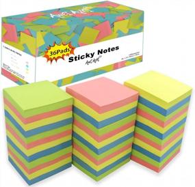 img 4 attached to 3X3 Self-Stick Sticky Notes, 36 Pads, 100 Sheets/Pad Assorted Colors, Easy To Post For Study & Daily Life