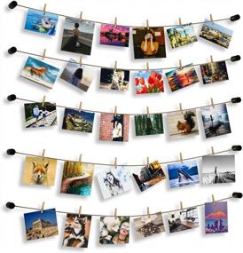 img 4 attached to Matte Black Standoff Nails String Wall Pictures Hangers With 30 Clips - Photo Hanging Display Frame For Wall Decor In Bedroom, Dorm, Office, And Living Room