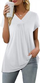img 1 attached to DUTUT Women'S Pleated V-Neck Tunic Top - Casual Short Sleeve Blouse With Loose Fit For Everyday Wear
