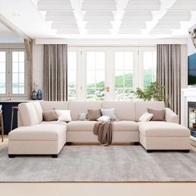 img 4 attached to Преобразите свою гостиную с помощью современного U-образного секционного дивана PURLOVE