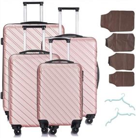 img 2 attached to 🧳 Travel in Style with Apelila's 4-Piece Hardshell Luggage Set in Rose Gold - Includes Spinner Wheels, Free Cover & Hanger