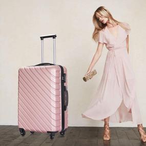img 3 attached to 🧳 Travel in Style with Apelila's 4-Piece Hardshell Luggage Set in Rose Gold - Includes Spinner Wheels, Free Cover & Hanger