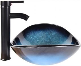 img 3 attached to Blue Artistic Glass Vessel Sink With Oil Rubbed Bronze Faucet And Pop-Up Drain For Boat Shape Bathroom