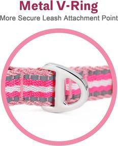 img 3 attached to 🐶 Reflective Soft Comfy Dog Collar | Adjustable Waterproof Nylon for Outdoor Training & Night Running | Suitable for Small Medium Large Puppy Cat | Pink Blue Black Options Available (Pink, Size S)