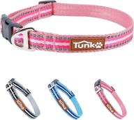 🐶 reflective soft comfy dog collar | adjustable waterproof nylon for outdoor training & night running | suitable for small medium large puppy cat | pink blue black options available (pink, size s) logo