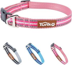 img 4 attached to 🐶 Reflective Soft Comfy Dog Collar | Adjustable Waterproof Nylon for Outdoor Training & Night Running | Suitable for Small Medium Large Puppy Cat | Pink Blue Black Options Available (Pink, Size S)