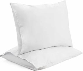 img 4 attached to King Size White Pillowcases - Smooth 300 Thread Count Poly Cotton Envelope Pillow Cases By CirclesHome - Machine Washable And Wrinkle Resistant (20X36 Inches)