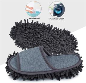 img 3 attached to 🧦 Multi-purpose Microfiber Slippers: Women's House Slippers for Floor Cleaning and Dusting (Dark Grey, Women 7-10/Men 5-8)