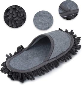 img 2 attached to 🧦 Multi-purpose Microfiber Slippers: Women's House Slippers for Floor Cleaning and Dusting (Dark Grey, Women 7-10/Men 5-8)