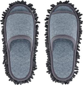 img 4 attached to 🧦 Multi-purpose Microfiber Slippers: Women's House Slippers for Floor Cleaning and Dusting (Dark Grey, Women 7-10/Men 5-8)