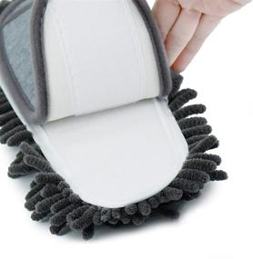 img 1 attached to 🧦 Multi-purpose Microfiber Slippers: Women's House Slippers for Floor Cleaning and Dusting (Dark Grey, Women 7-10/Men 5-8)