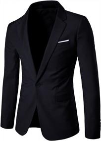 img 4 attached to Mens Slim Fit Blazer Sport Coat Notched Lapel Business Suit Jacket Casual